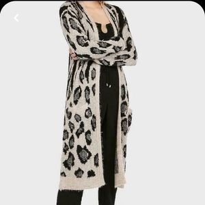 Express Cozy Zebra Print Duster Cardigan